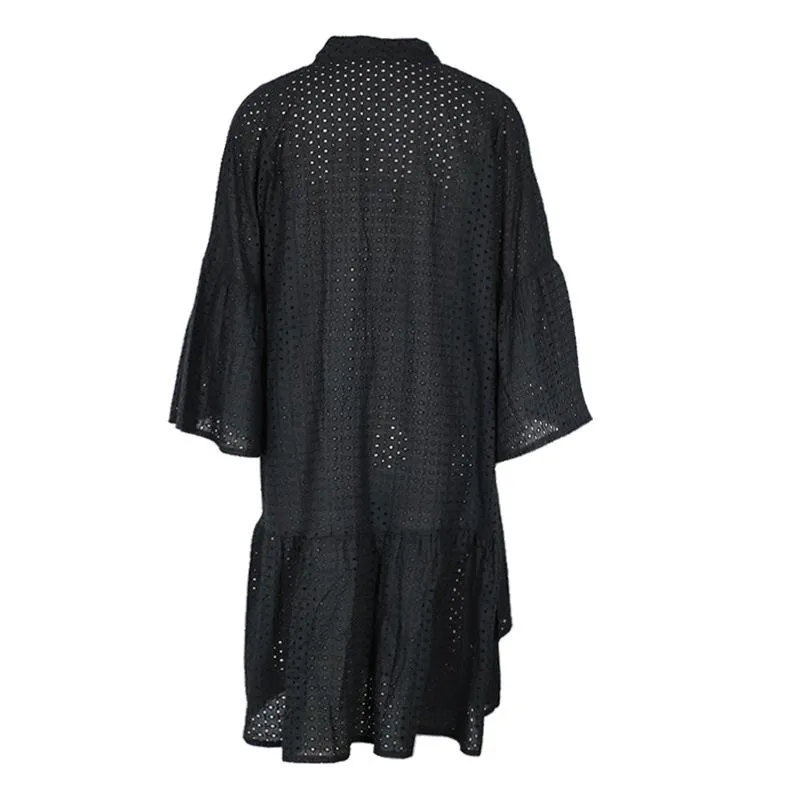 2021 Summer New Solid Color Stand Collar Irregular Large Size Straight Dress Female FC992