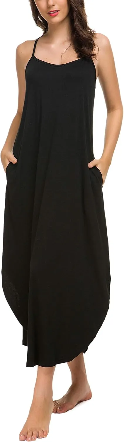 AVIIER Nightgowns for Women Sexy Lingerie Dress Soft Full Slips Dresses with Pockets