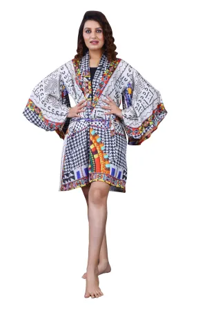 Bell Sleeves Best to buy designer print beach kimono robe with waist belt