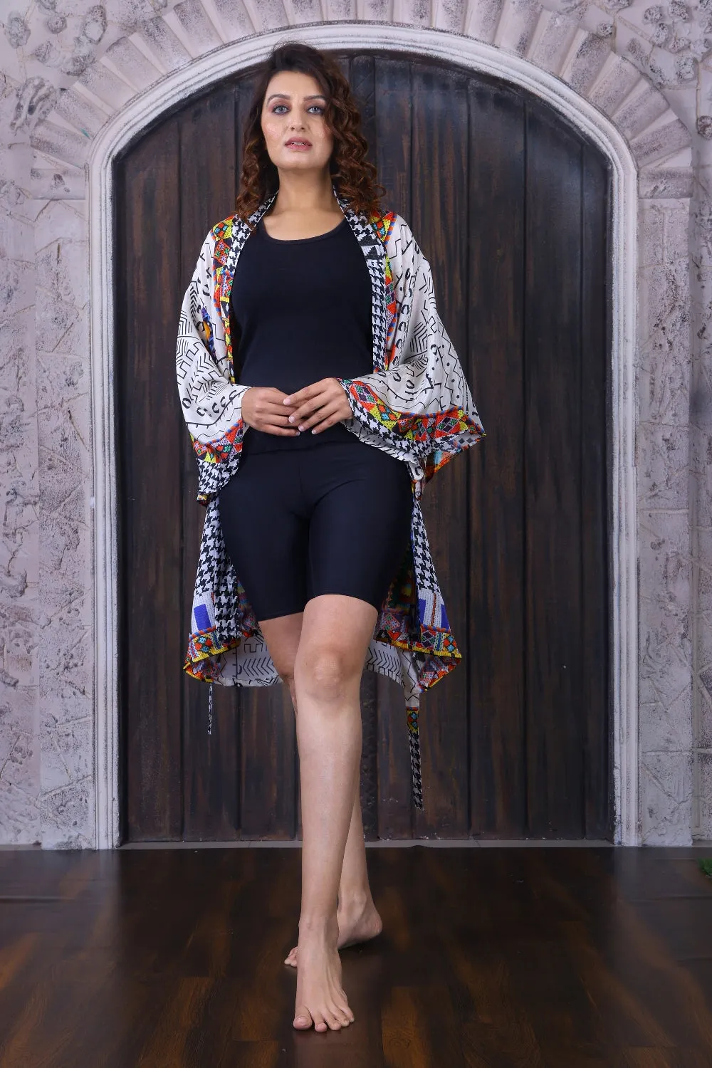 Bell Sleeves Best to buy designer print beach kimono robe with waist belt