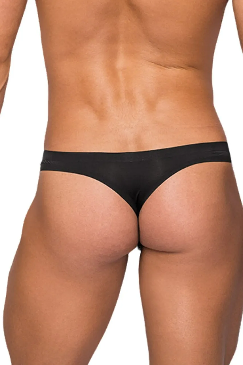 Black Sleek Thong w/ Sheer Pouch