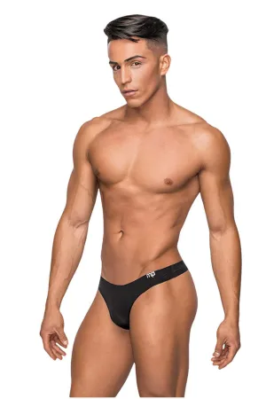 Black Sleek Thong w/ Sheer Pouch
