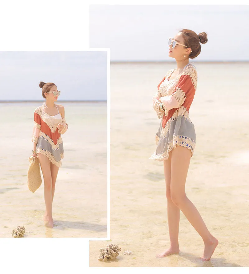 Boho Boho Mini Dress, Beach Dress, Cover up Dress, Orange Dream Catcher