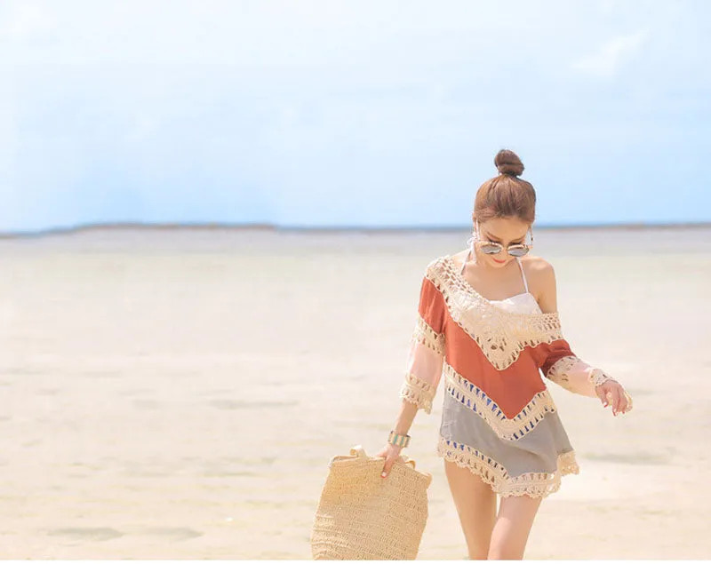 Boho Boho Mini Dress, Beach Dress, Cover up Dress, Orange Dream Catcher