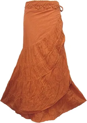 Coconutwoww Women's Crochet Waist Ruffle Wrap Around Long Skirt