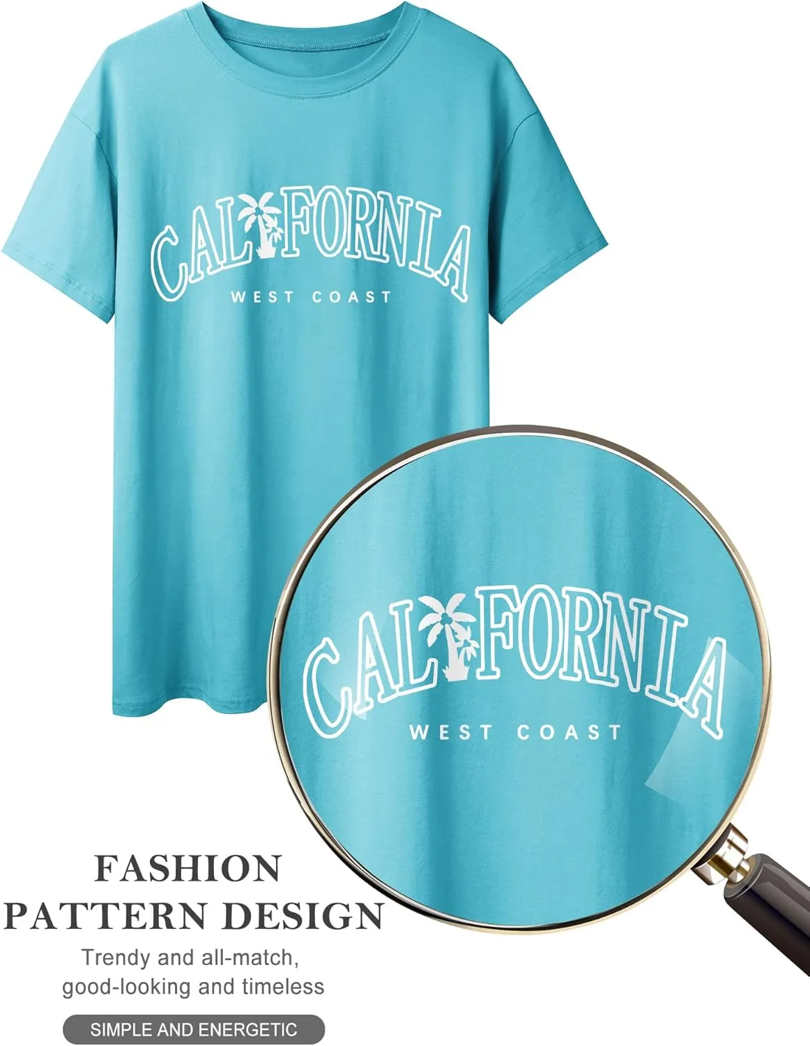 Ezcosplay Women Oversized T Shirts Graphic Tees Casual Drop Shoulder Tops Cute Hawaii Vacation Shirt