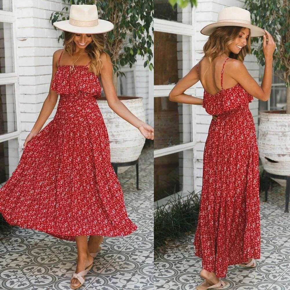 FashionSierra - Women Ladies Summer Boho Maxi Sundress