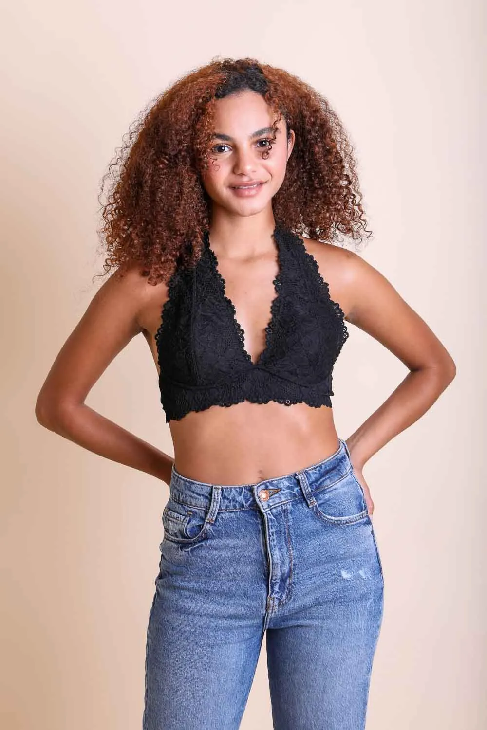 Floral Lace Halter Bralette