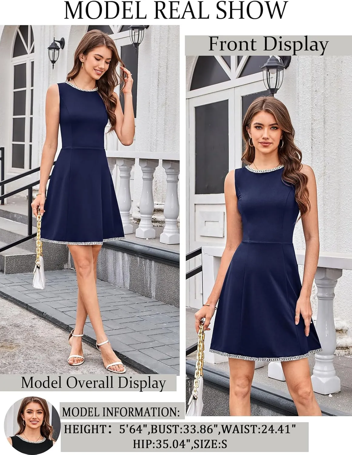 GRACE KARIN Women's Summer Sleeveless Tank Dress A Line Midi Dress Eyelet Crewneck Casual Holiday Dress with Pockets