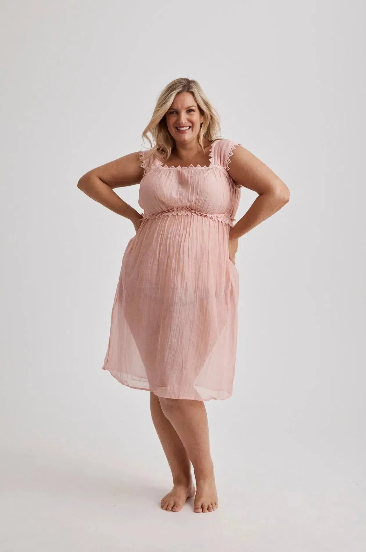 Grace - Nightgown - Knee Length - Pink