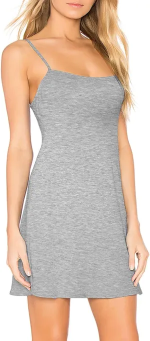 H HIAMIGOS Nightgowns for Women with Built in Bra Slip Dress Sleepwear Sleeveless Nightdress Full Slips