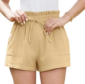 Jouica Women's Shorts 2024 Summer Casual Beach Bermuda High Waist Linen Shorts for Women Trendy
