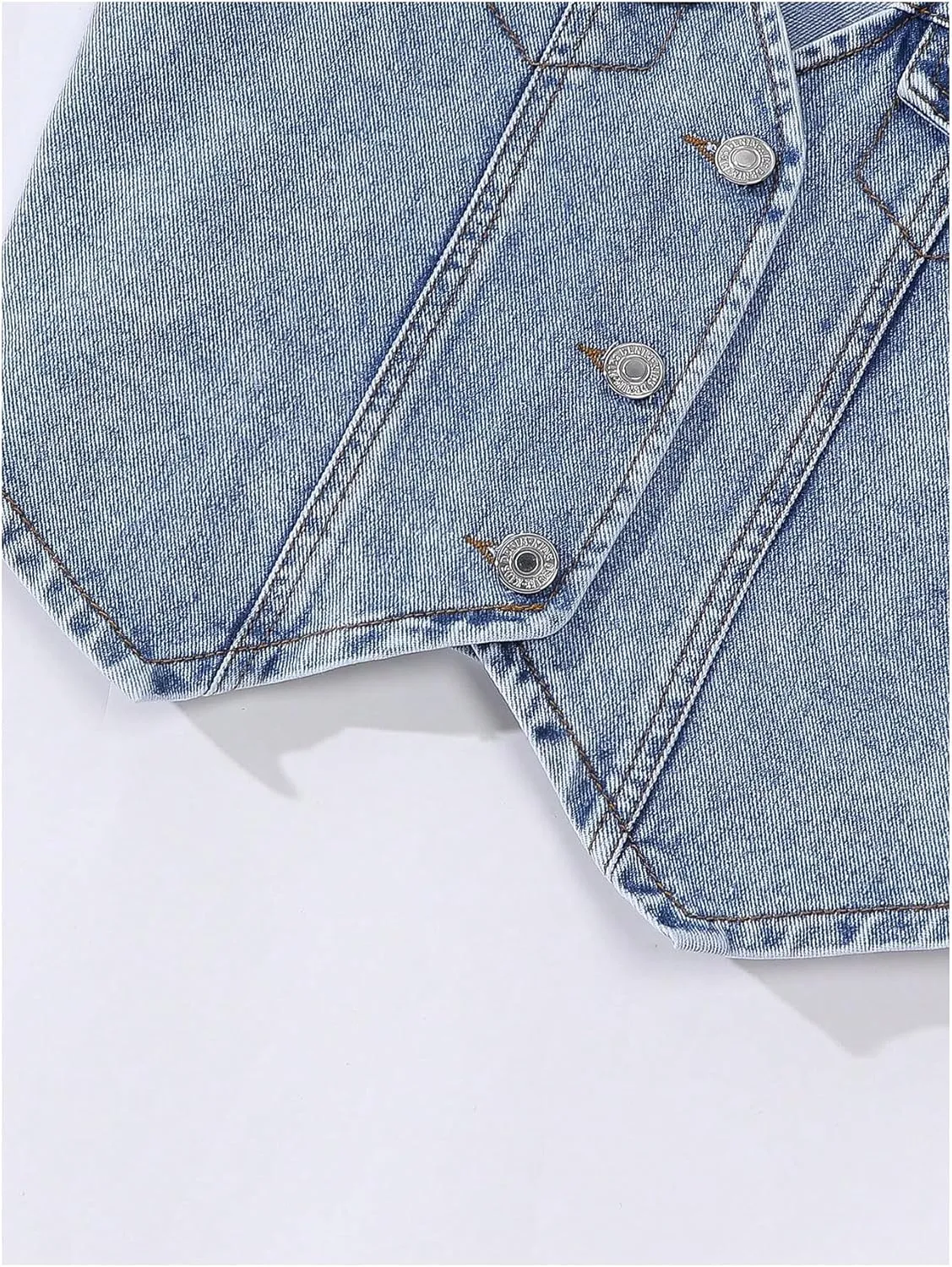 MakeMeChic Girl's Two Piece Outfits Denim Jeans Sleeveless Button Down Crop Vest and Pleated Mini Skirt Set