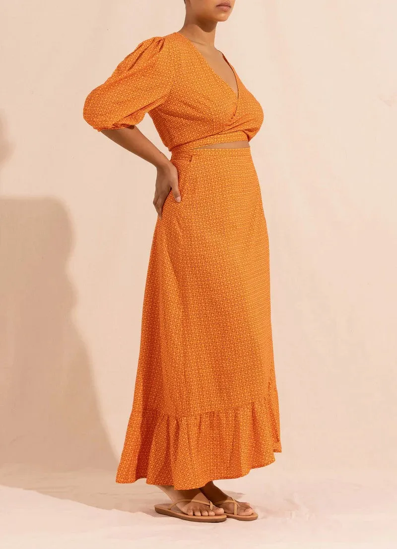 Marigold Ruffle Wrap Skirt