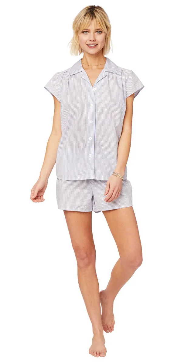 Pajama Short Set - Simple Blue Stripe