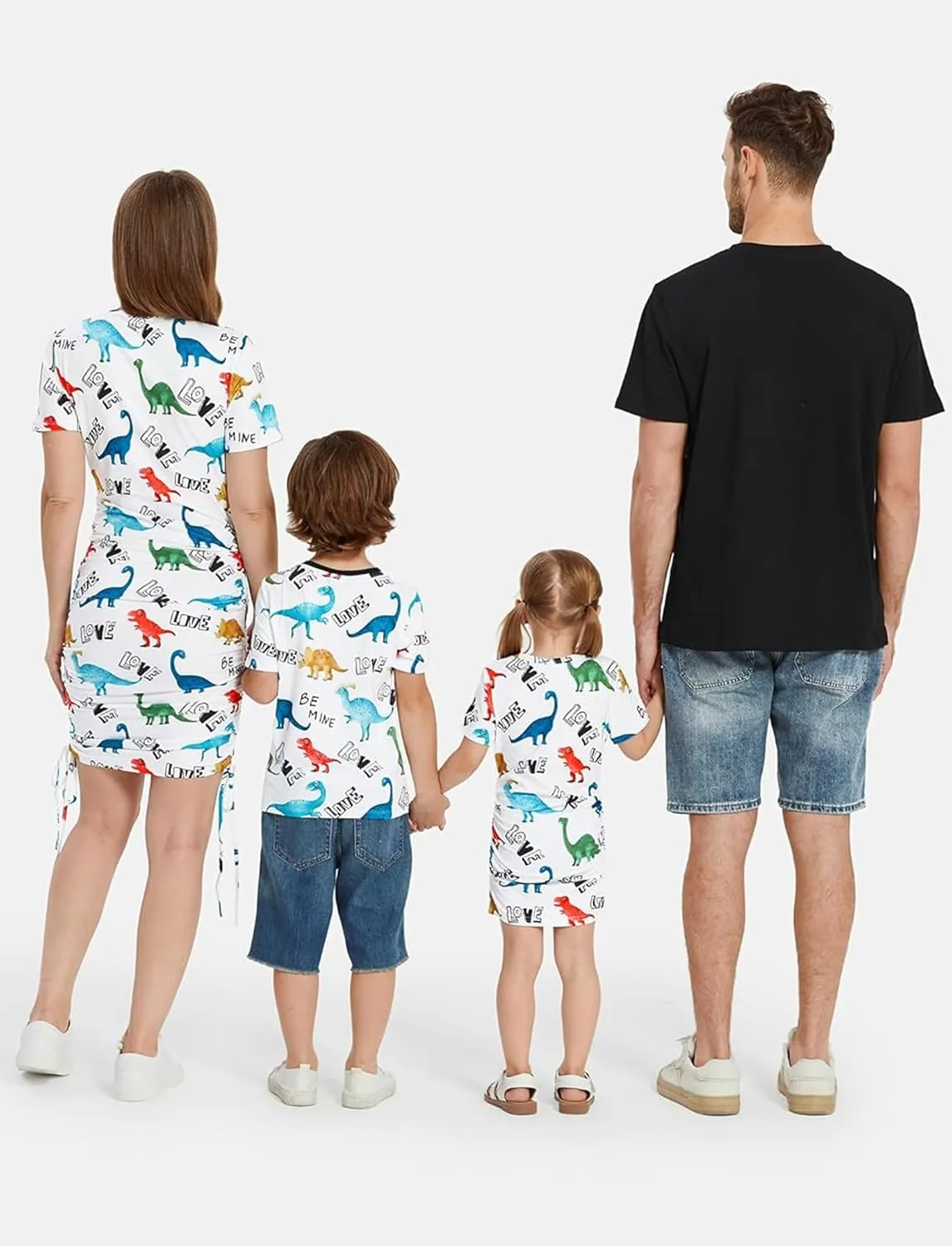 PATPAT Matching Family Outfits Mommy and Me Summer Outfits Short Sleeve Bodycon Dresses and T-Shirts