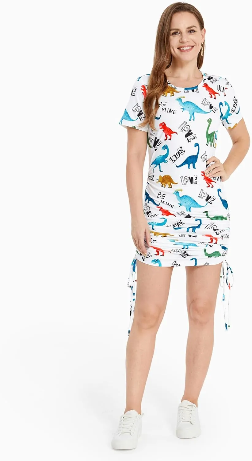 PATPAT Matching Family Outfits Mommy and Me Summer Outfits Short Sleeve Bodycon Dresses and T-Shirts