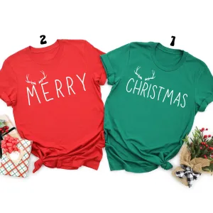 Personalized Handmade Merry Christmas Couple Shirt, Family Christmas Pajamas, Christmas Matching Pajamas, Christmas T-Shirt, Christmas Gifts, Funny Christmas Tee