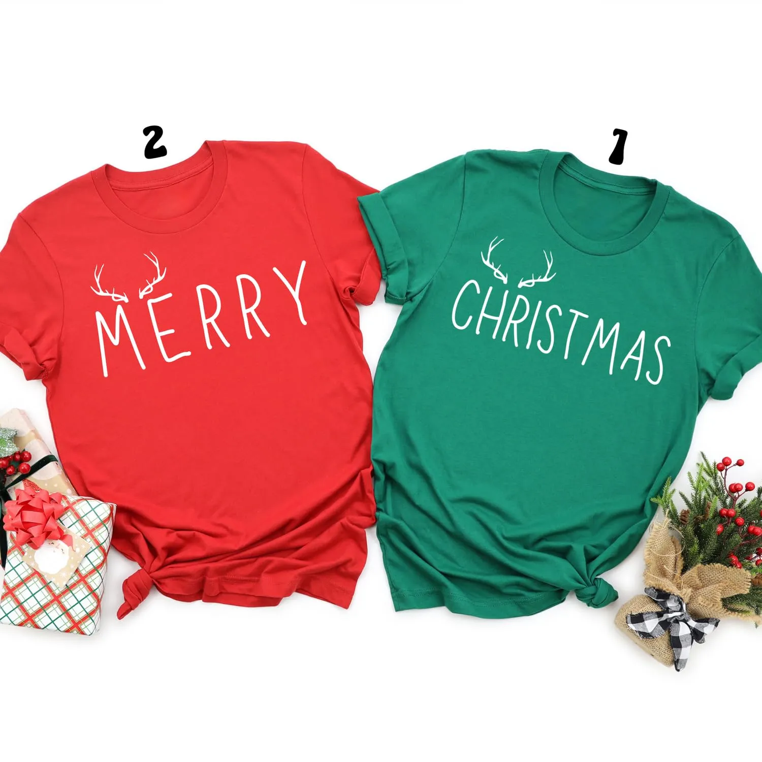 Personalized Handmade Merry Christmas Couple Shirt, Family Christmas Pajamas, Christmas Matching Pajamas, Christmas T-Shirt, Christmas Gifts, Funny Christmas Tee