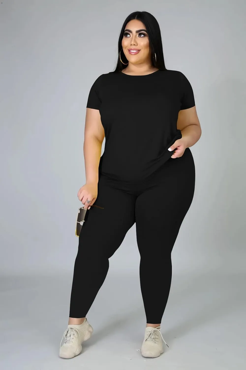 Plus Size Two Piece Outfits For Women Summer Sweatsuits Jogger Sets Casual Print Shorts Tracksuit Sets