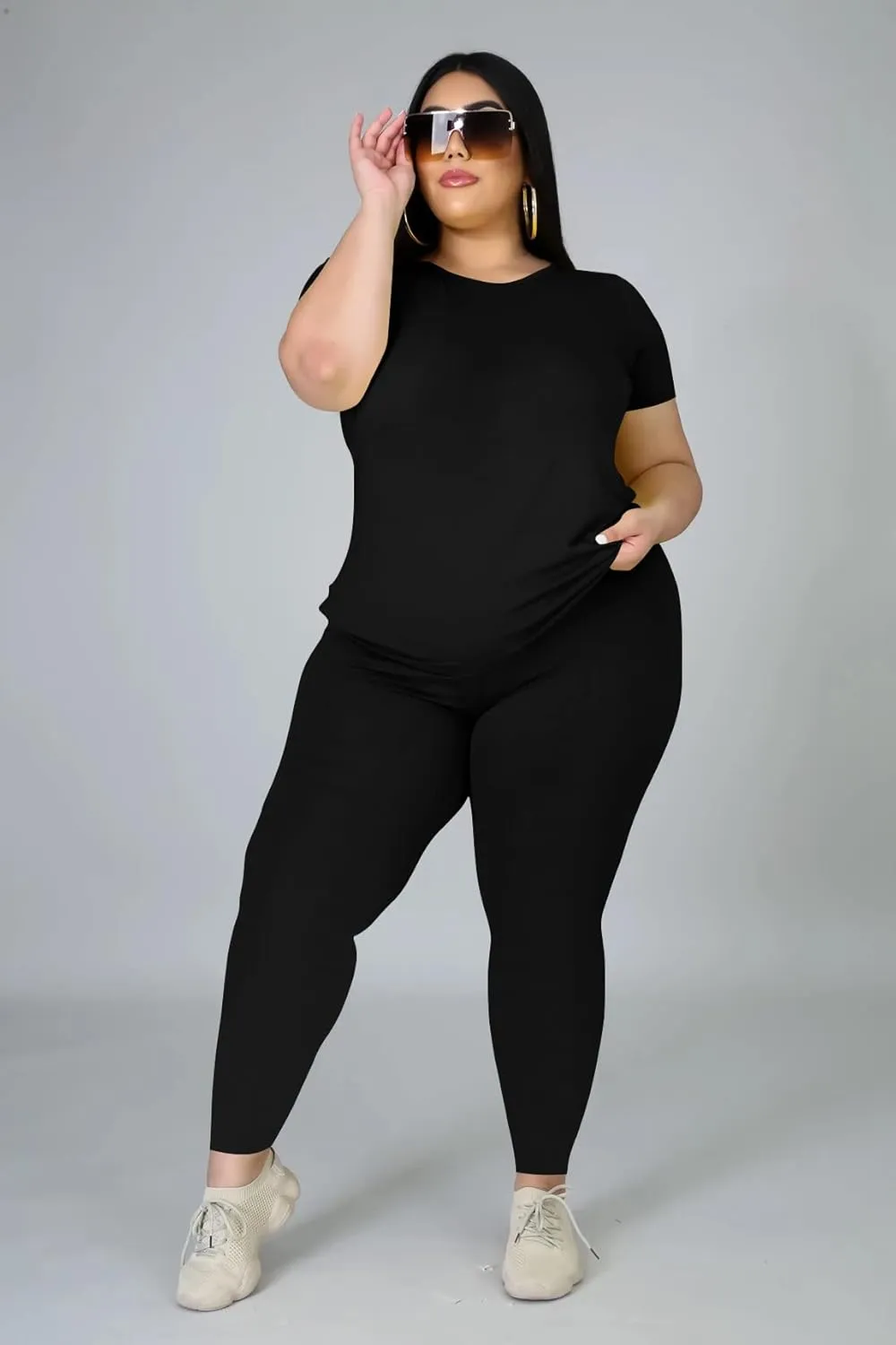 Plus Size Two Piece Outfits For Women Summer Sweatsuits Jogger Sets Casual Print Shorts Tracksuit Sets