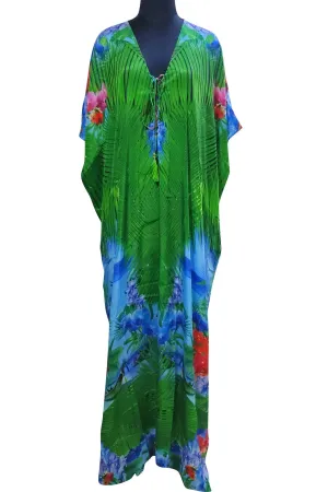 Printed Kaftan Dress Green