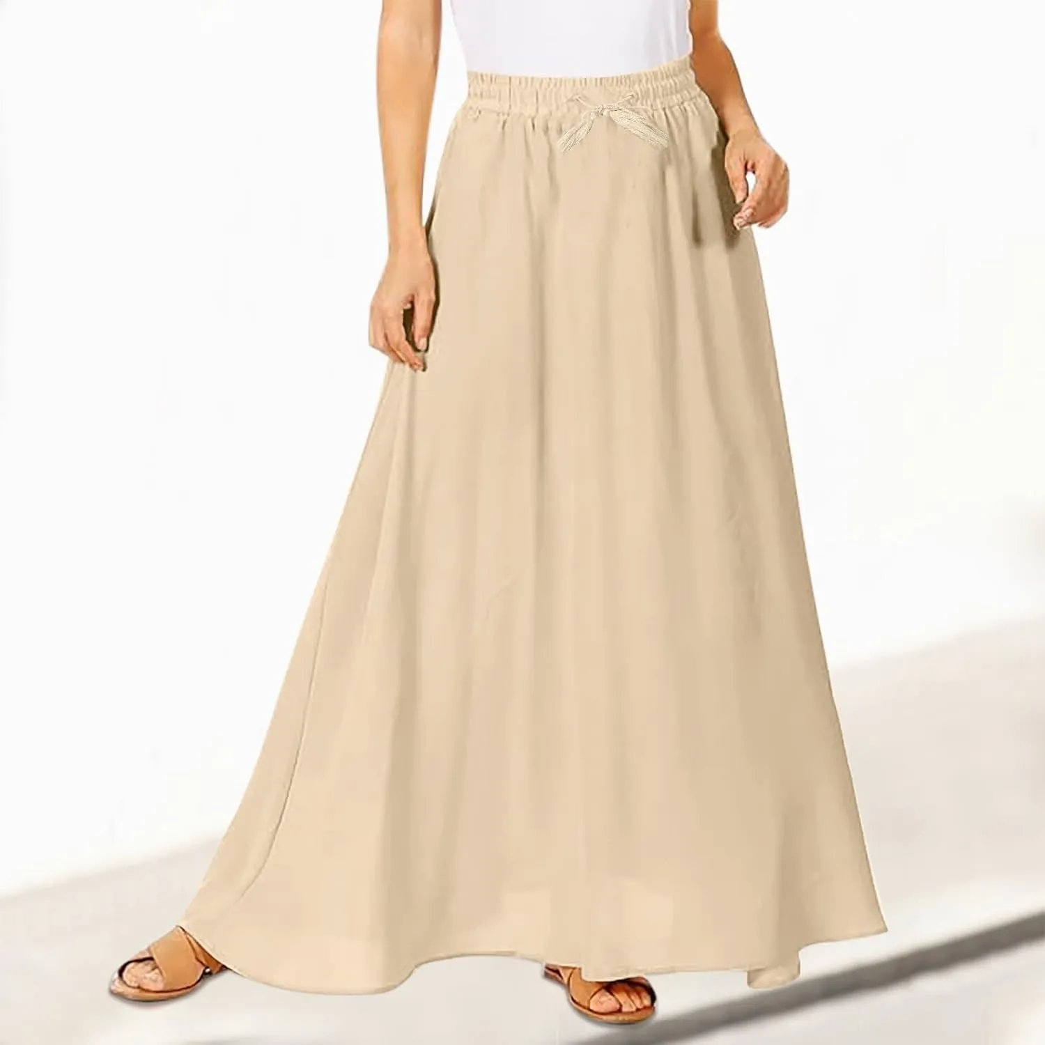 PTOLOCIF Maxi Skirts for Women High Waitsed Long Skirts Flowy Summer Skirt a Line Elastic Beach Party Dress Trendy Outfits