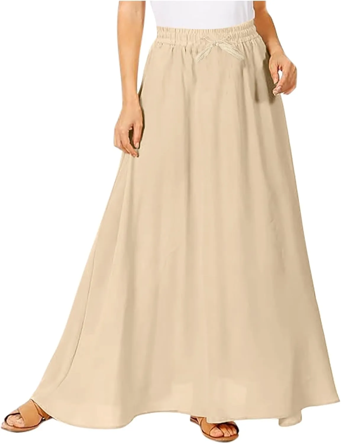 PTOLOCIF Maxi Skirts for Women High Waitsed Long Skirts Flowy Summer Skirt a Line Elastic Beach Party Dress Trendy Outfits