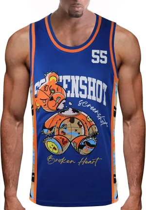 SCREENSHOT Mens Hip-Hop Premium Urban Sreetwear Fashion Jersey Top - NYC Style Basketball Sports Team Color Mesh Tops