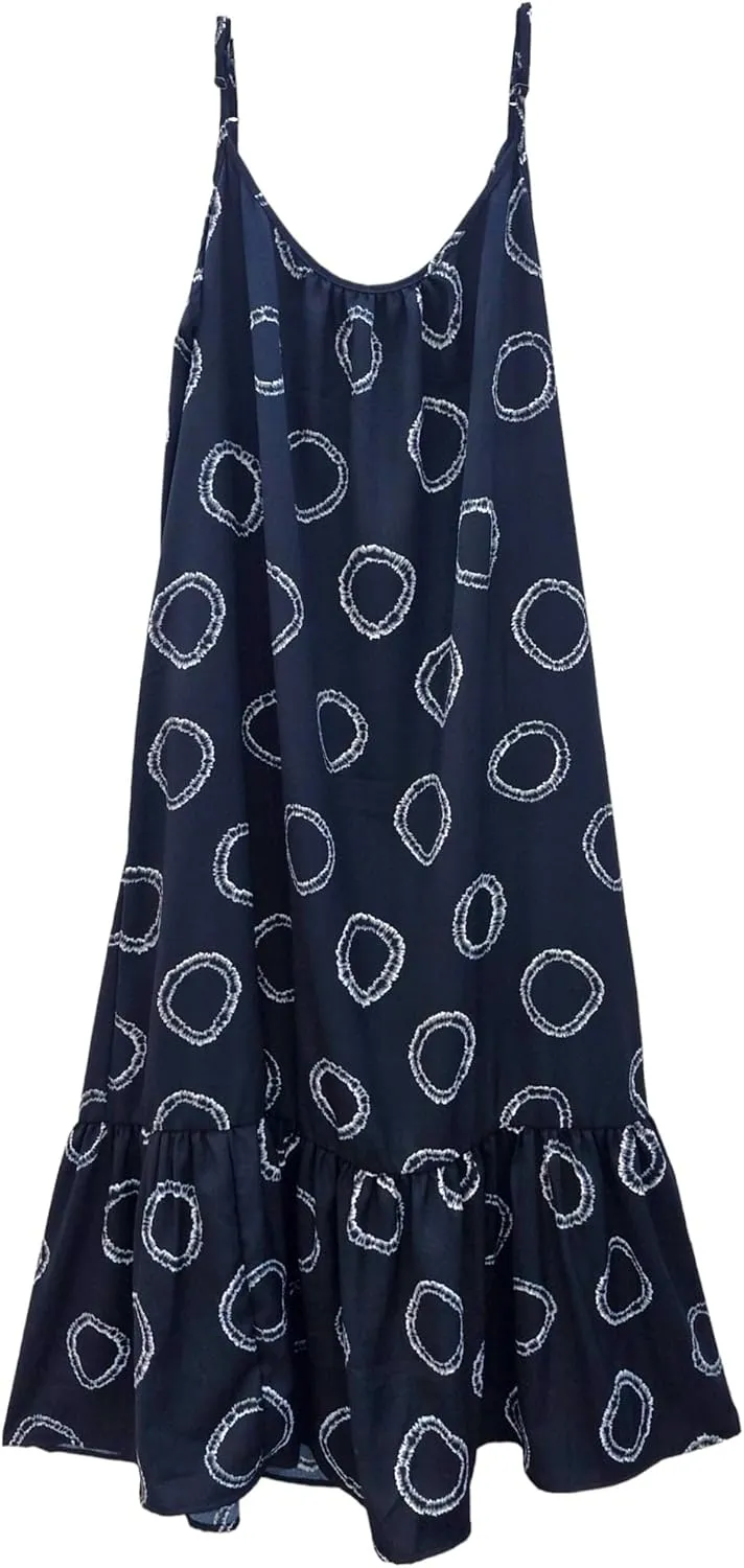 SheKaf Women Summer Casual Loose Sleeveless Spaghetti Strap Beach Maxi Long Dress with Pockets