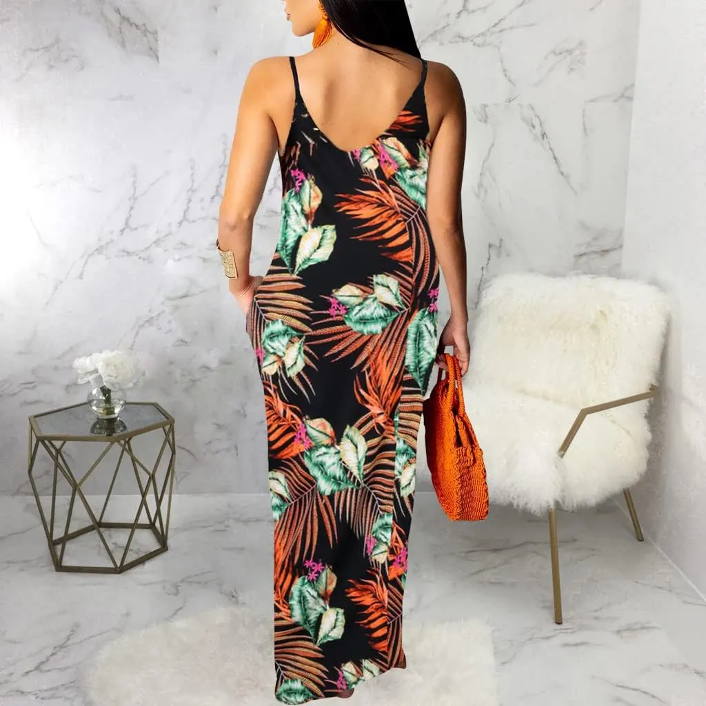 SheKiss 2025 Women's Casual Summer Floral Long Maxi Dresses Floor Length Sleeveless Plus Size Sundresses