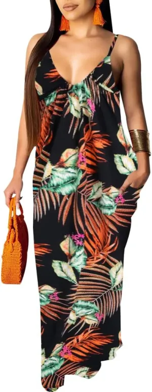 SheKiss 2025 Women's Casual Summer Floral Long Maxi Dresses Floor Length Sleeveless Plus Size Sundresses