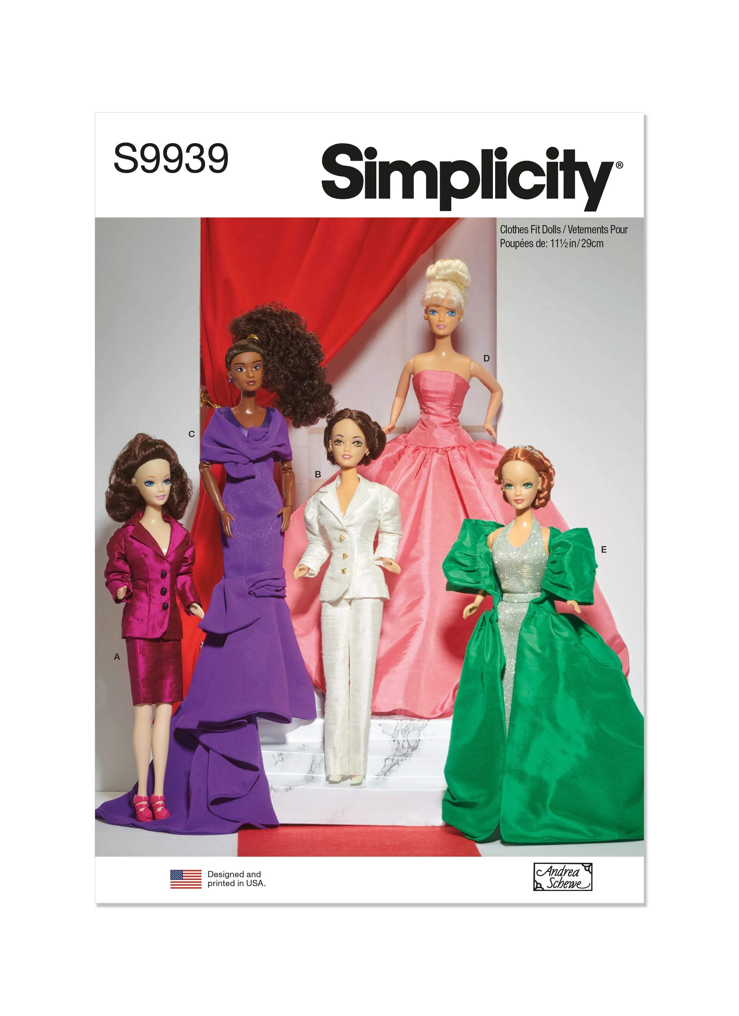 Simplicity Sewing Pattern 9939 Fashion Doll Clothes by Andrea Schewe Designs