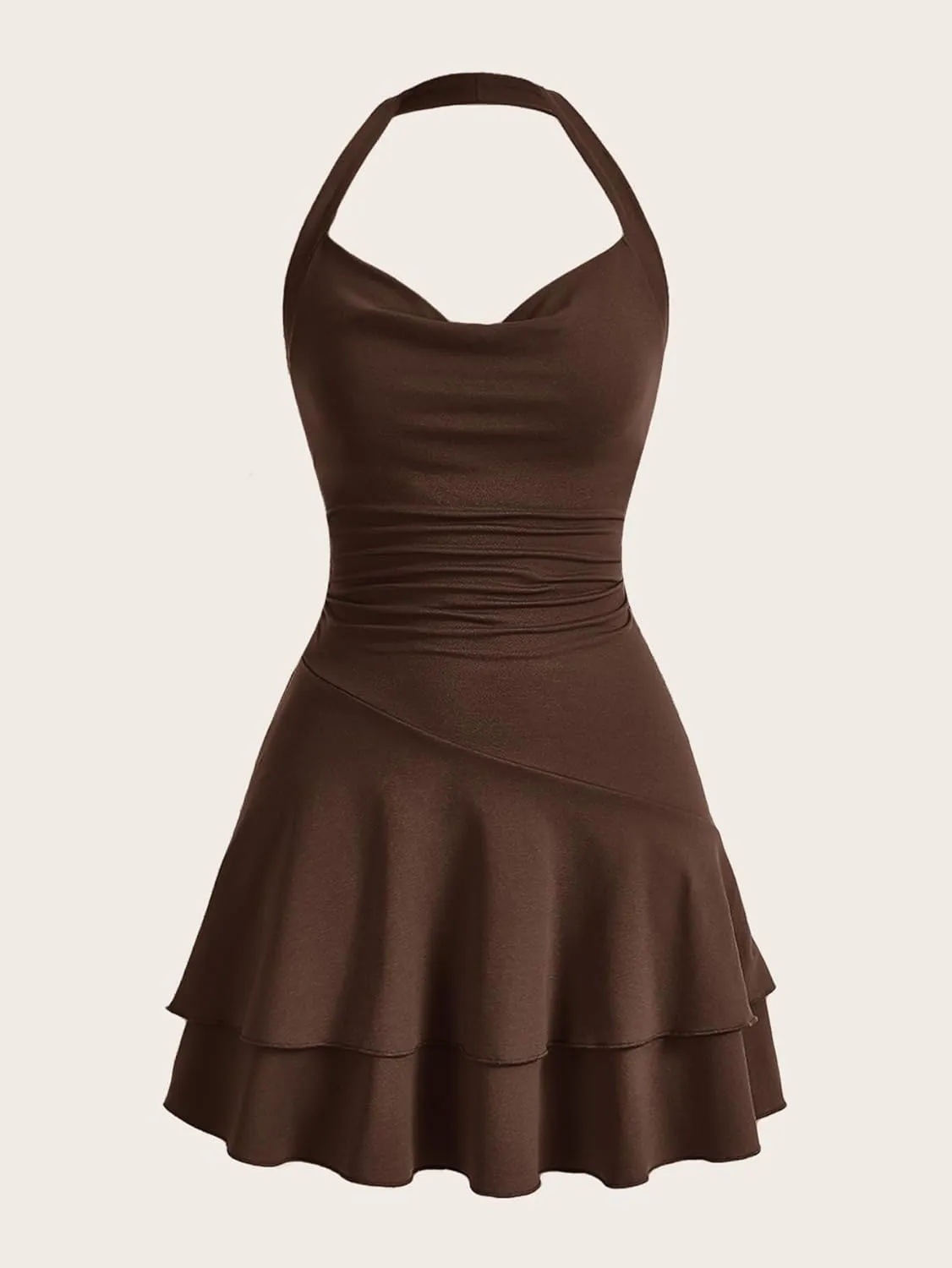 SOLY HUX Cute Halter Mini Dresses for Women Summer Sexy Club Party Backless Short Sundress
