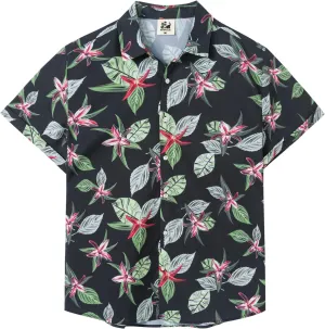 SURF CUZ Mens Casual Hawaiian Shirt Short Sleeve Stretch Button Down Quick Dry Beach Aloha Shirts