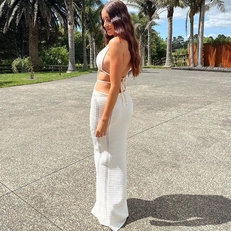 TastyHottie - Karen Hollow Out Halter Backless Maxi Dress