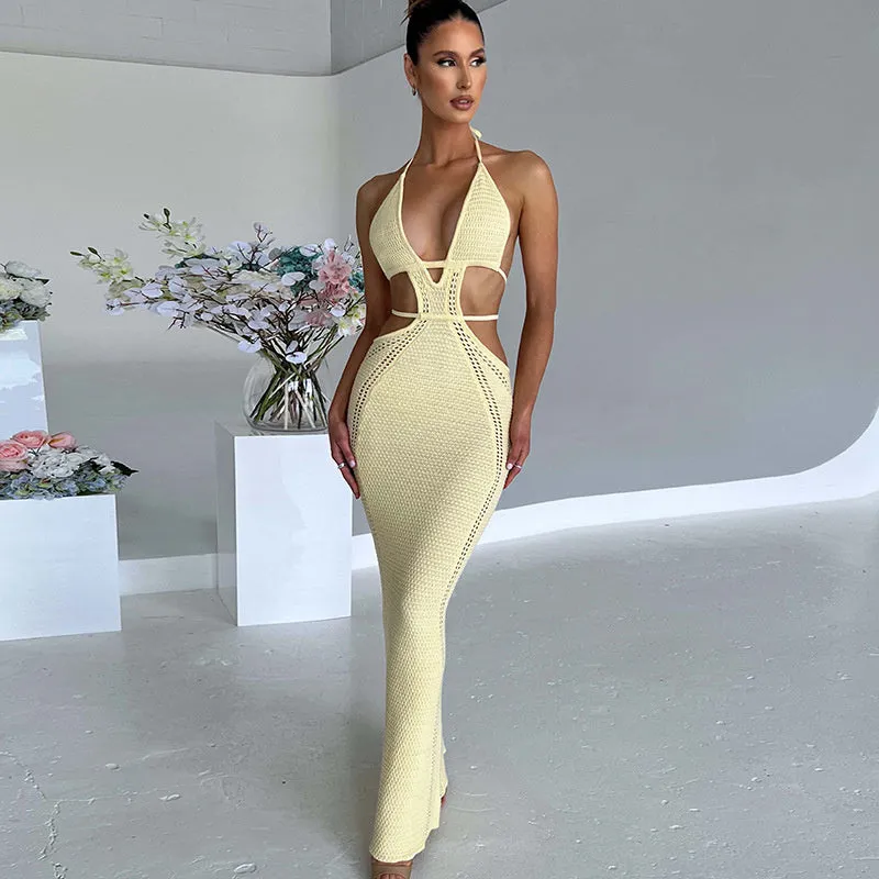 TastyHottie - Karen Hollow Out Halter Backless Maxi Dress