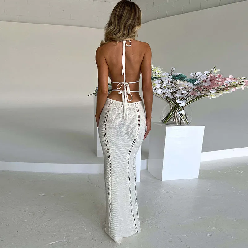 TastyHottie - Karen Hollow Out Halter Backless Maxi Dress