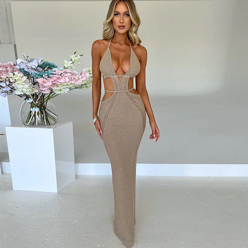 TastyHottie - Karen Hollow Out Halter Backless Maxi Dress