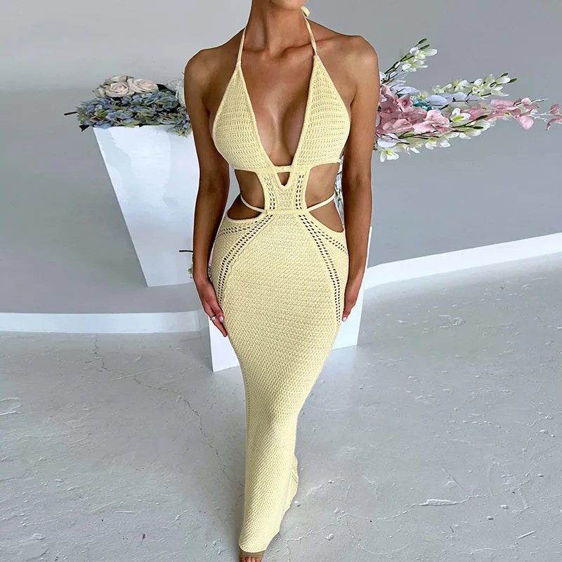 TastyHottie - Karen Hollow Out Halter Backless Maxi Dress
