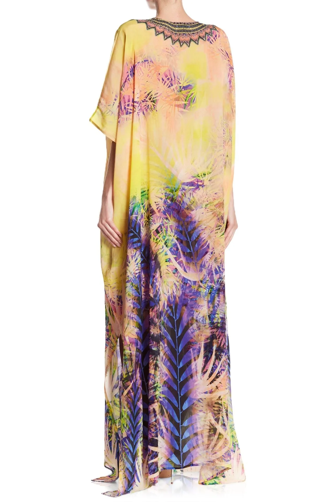 Tropical Print Kaftan Yellow