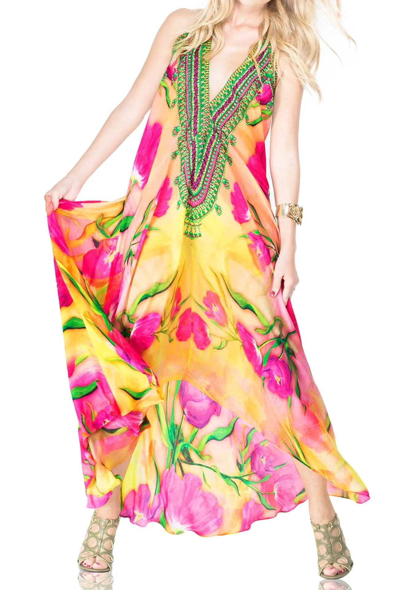 Tulip Print Maxi Dress