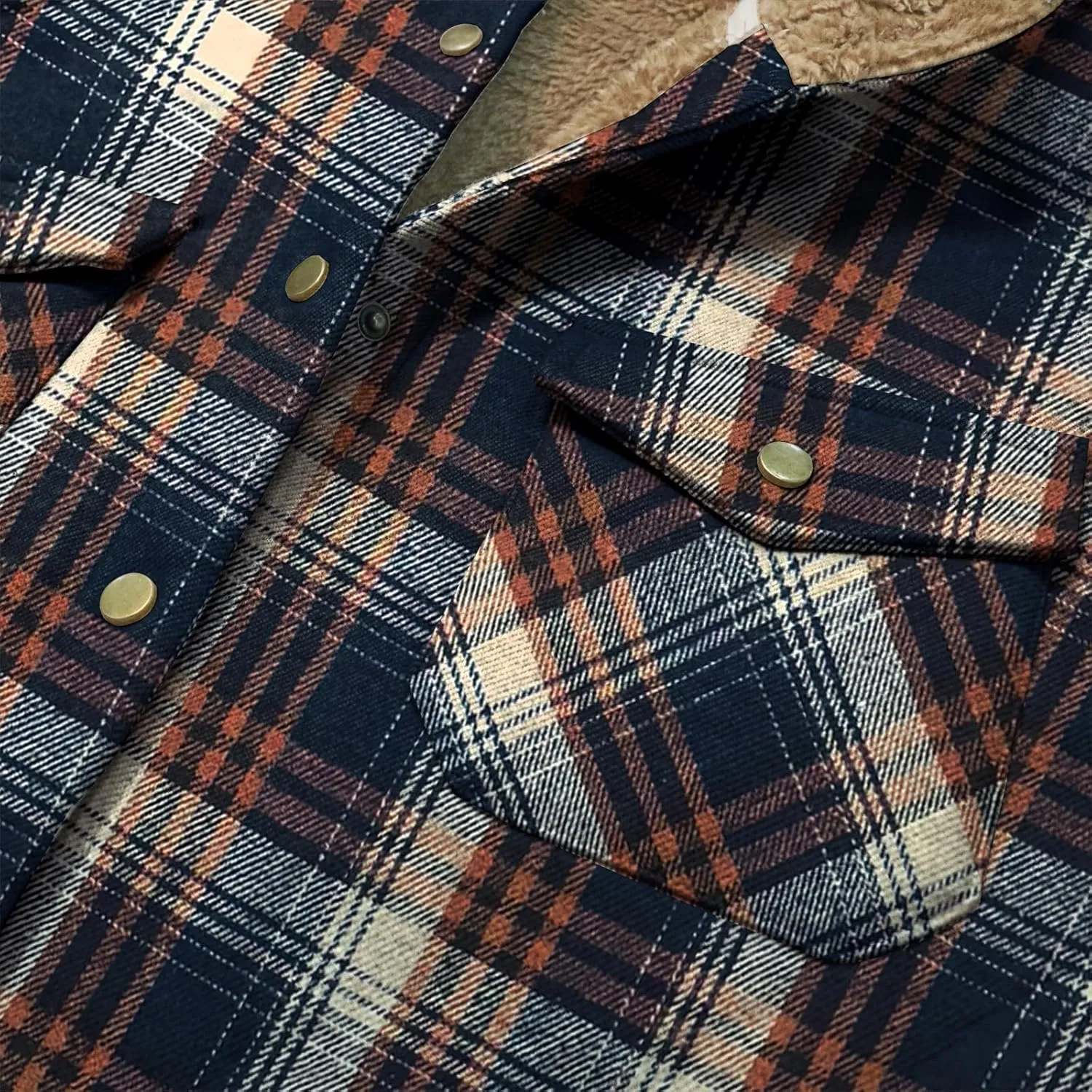 [Updated with Pockets] Womens Plaid Fleece Jacket Long Sleeve Button Down Hooded Jackets Warm Coat for Winter Fall