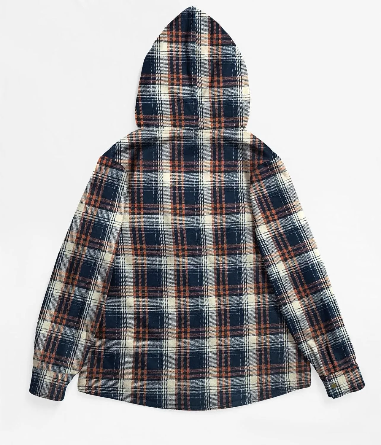 [Updated with Pockets] Womens Plaid Fleece Jacket Long Sleeve Button Down Hooded Jackets Warm Coat for Winter Fall