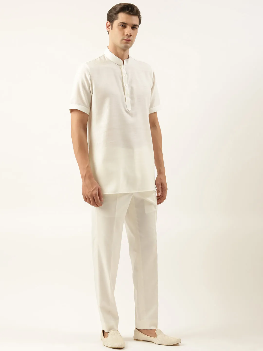 White Cotton Short Kurta