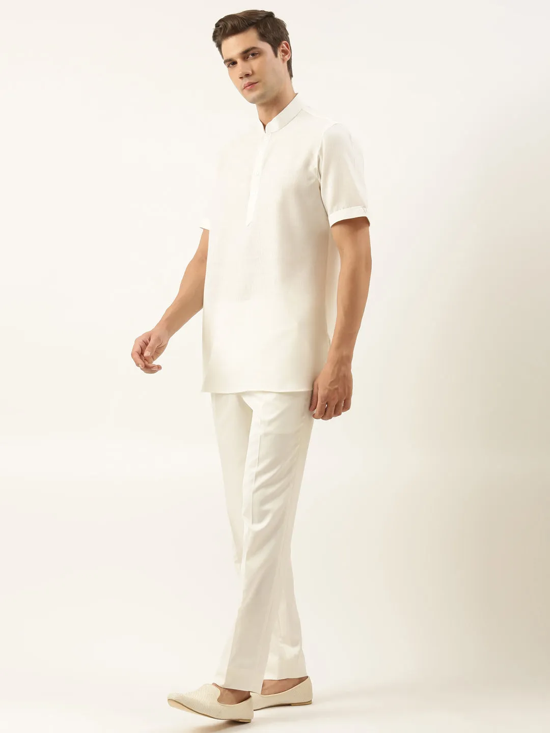 White Cotton Short Kurta