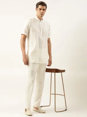 White Cotton Short Kurta