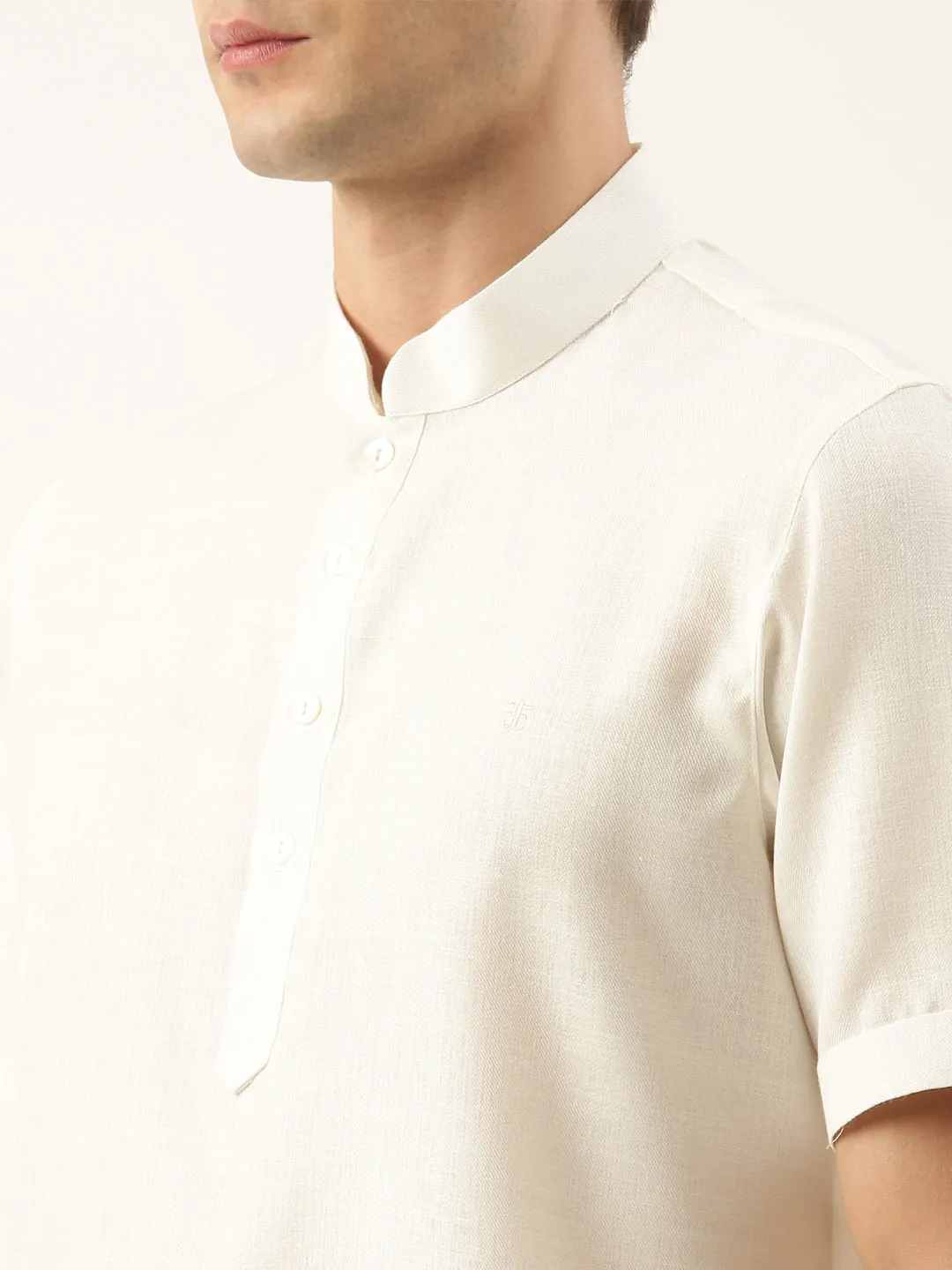 White Cotton Short Kurta
