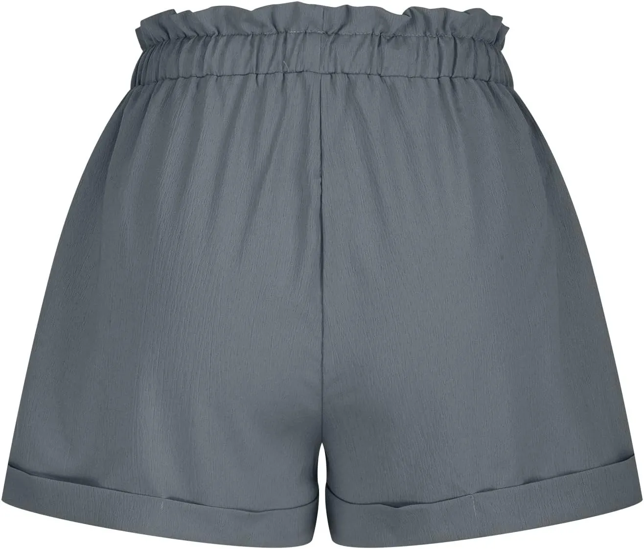 Women Fashion Paperbag Shorts Cotton Linen Elastic Waist Drawstring Comfy Shorts Summer Beach Short Pants with Pocket