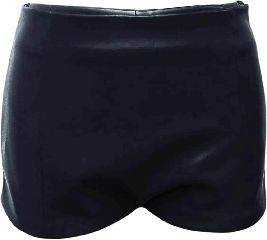 Women's Faux Leather Shorts High Waist Stretch Skinny Mini Shorts Sexy Hot Pants